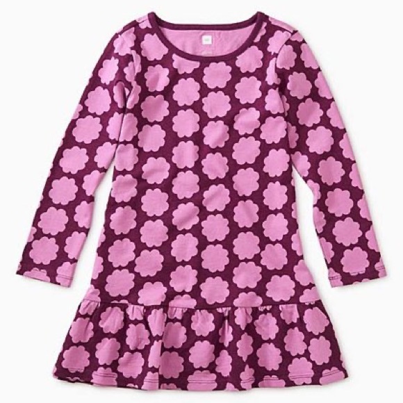 Tea Collection Cosmic Berry Floral Ruffle-Hem Drop-Waist Dress Size 12 - Picture 1 of 11